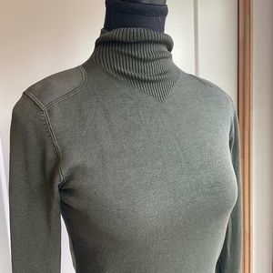 Military Green Mock Long Sleeve Silk Sweater